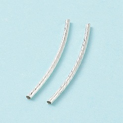 Silver Brass Tube Beads, Curved, Silver, 35x2mm, Hole: 1mm