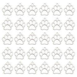 Нержавеющая Сталь Цвет 30шт. 201 подвески для домашних животных из нержавеющей стали, ручная полировка, собака след, цвет нержавеющей стали, 18x16x1.5 мм, отверстие : 1.6 мм