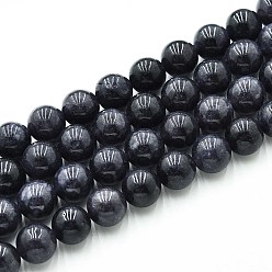 Черный Природного кварца нитей бисера, окрашенные, круглые, имитация черного кварца, чёрные, 10~10.5 мм, отверстие : 1~1.2 мм, около 37~38 шт / нитка, 14.76~15.16 дюйм (37.5~38.5 см)