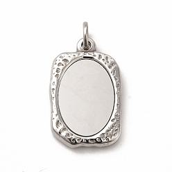 Нержавеющая Сталь Цвет Не тускнеющие 304 подвески из нержавеющей стали, с прыжковых колец, прямоугольные, цвет нержавеющей стали, 23x14.5x3 мм, отверстие : 4 мм