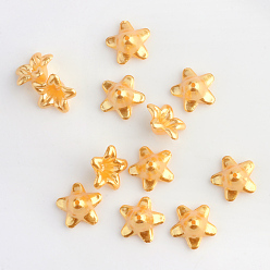 (932FM) Темно-синий аква-матовый с подкладкой Абс пластиковые жемчужные бисера, цветок, темно-золотистые, 10x10.5x5 мм, отверстия: 1 мм, около 1000 шт / мешок