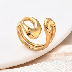 Настоящее золото 18K 304 из нержавеющей стали манжеты кольца, ионное покрытие (ip), ручная полировка, реальный 18 k позолоченный, 4.5~21 мм, размер США 8 1/2 (18.5 мм)