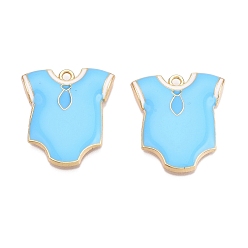 Светло-Голубой Стойки обшивки сплава эмали подвески, без кадмия, без никеля и без свинца, золотой свет, очарование купальника, Небесно-голубой, 28x25x3 мм, отверстие : 2 мм