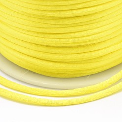 Yellow Polyester Cord, Satin Rattail Cord, for Beading Jewelry Making, Chinese Knotting, Yellow, 2mm, about 100yards/roll