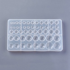 Белый Силиконовые формы, формы для литья смолы, для уф-смолы, изготовление ювелирных изделий из эпоксидной смолы, круглые, белые, 261x153x16 мм, внутренний диаметр: 5~33 мм