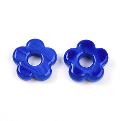 Королевский синий Бусины лэмпворк , цветок, королевский синий, 15~16x16x3.5~4.5 мм, отверстие : 4.5~5 мм