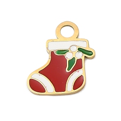 Christmas Socking Рождество 304 эмалированные подвески из нержавеющей стали, без кадмия и без свинца, рождественские носки, 14x11.5x0.7 мм, отверстие : 2.5 мм
