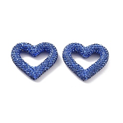 Свет Сапфира Бусины из полимерной глины в форме сердца со стразами, Фокальные бусины для самодельного брелока для телефона, принадлежности для изготовления ручек и ювелирных изделий, света сапфир, 27.5x33.5x8 мм, отверстие : 2 мм