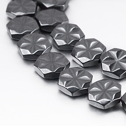 Non-magnetic Hematite Non-magnetic Synthetic Hematite Beads Strands, Hexagon, 8x2.5mm, Hole: 1mm, about 46pcs/strand, 15.5 inch(39.5cm)