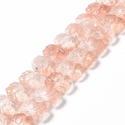 Оранжево-Красный Прозрачные стеклянные бусины, лотос, коралл, 10x14x7 мм, отверстие : 0.8 мм, около 38 шт / нитка, 14.17 дюйм (36 см)