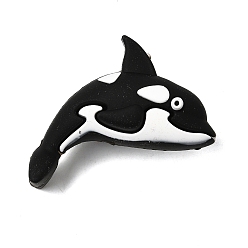 Whale Силиконовые бусины на морскую тематику, фокусные бусы, чёрные, кит, 32x31x15 мм, отверстие : 2 мм