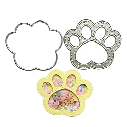 Paw Print Углеродистая сталь разрезает трафареты, для diy scrapbooking, Фотоальбом, декоративная бумага для тиснения, отпечаток лапы, 66x76 мм, 2 шт / комплект