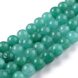 Medium Turquoise Natural White Jade Beads, Round, Dyed, Medium Turquoise, 10mm, Hole: 1.2mm, about 38pcs/strand, 14.57''(37cm)