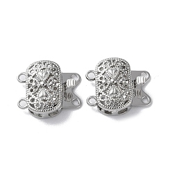 Платинированный Застежки латунные коробки, без кадмия, без никеля и без свинца, 2 нитей, 4-луночное, овальные, Реальная платина, 14.5x16x5.5 мм, отверстия : 1.4 mm и 1.6 мм