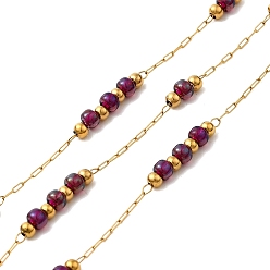 Фиолетовый Ручная работа 304 цепи из нержавеющей стали и стеклянных бусин, пайки, с 316 цепью и катушкой из нержавеющей стали, ионное покрытие (ip), фиолетовые, Ссылки по теме: 13x3 мм и 5x3 мм