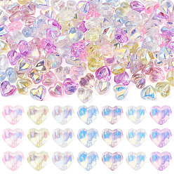 (52) Непрозрачная лаванда 140шт. 7 цветные нити из прозрачного гальванического стекла, сердце, граненые, AB цвет, разноцветные, 13x14.5x8 мм, отверстие : 1.2 мм, 20 шт / цвет