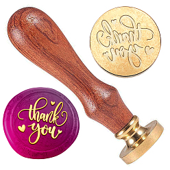 Word Wax Seal Stamp Set, Golden Tone Sealing Wax Stamp Solid Brass Head, with Retro Wood Handle, for Envelopes Invitations, Gift Card, Word, 83x22mm, Stamps: 25x14.5mm