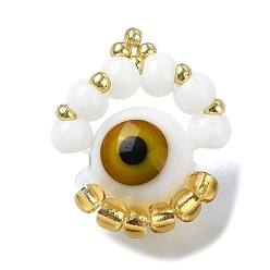 Белый Подвески из семян своими руками, бусины с бисером, кольцо с дурным глазом, белые, 20x17x10 мм, отверстие : 1 мм