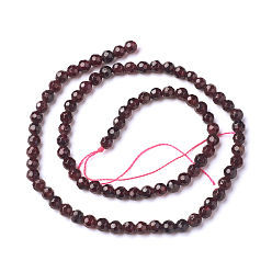 Garnet Natural Garnet Beads Strands, Faceted, Round, 4mm, Hole: 1mm, about 91pcs/strand, 15 inch(38.5cm)