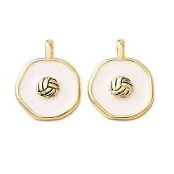 Volleyball Латунь эмаль подвески, круглые подвески, реальный 18 k позолоченный, волейбол, 17.5x14x3.5 мм