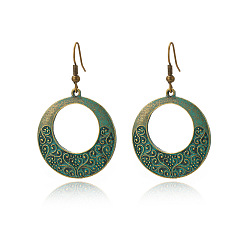 Ring Серьги-подвески из сплава синтетической бирюзы в богемном стиле, античное серебро, кольцо, 60 мм