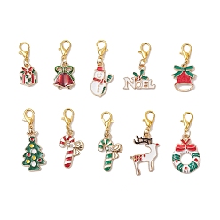 (52) Непрозрачная лаванда 10 шт. рождественские украшения из эмалевого сплава, с карабин-лобстерами , разнообразные, разноцветные, 27~36 мм