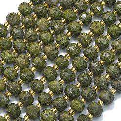 Пирит Натуральные пиритовые нити, с бисером, граненые, фонарь, 8~8.5x6.5~7 мм, отверстие : 0.6 мм, около 44 шт / нитка, 15.16'' (38.5 см)