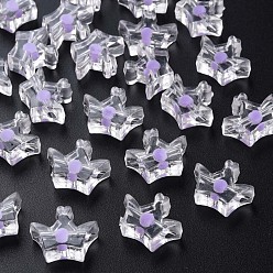 Lilac Transparent Acrylic Beads, Bead in Bead, Crown, Lilac, 14x17.5x7mm, Hole: 2mm, about 581pcs/500g