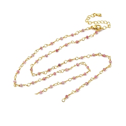 Турмалин Цепи латуни ожерелье решений, с натуральным красным турмалином, стойки покрытие, долговечный, реальный 18 k позолоченный, 18.82 дюйм (47.8 см)