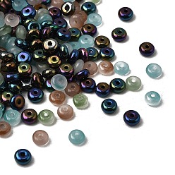 Черный Имитация нефритовые четки стекла, шариков Rondelle, чёрные, 6~6.5x3.5 мм, отверстие : 1.2~1.4 мм, Около 5000 шт / 1000 г