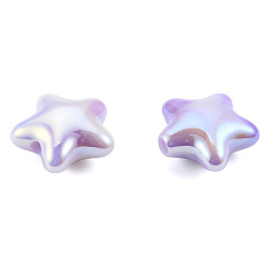 Medium Purple UV Plating Rainbow Iridescent Acrylic Beads, Star, Medium Purple, 20x22x10.5mm, Hole: 3.2mm