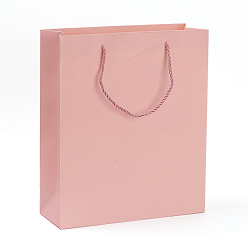 Pink Бумажные мешки, подарочные пакеты, сумки для покупок, свадебные сумки, прямоугольник с ручками, розовые, 33x28.1x10 см