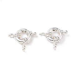 Посеребрённый Экологически чистые латунные пружинные кольцевые застежки, без кадмия и без свинца, долговечный, 925 серебро покрытием, 11x3 мм, отверстие : 3 мм