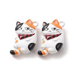 Colorful Baking Paint Zinc Alloy Pendants, Cat Shape Charms, Colorful, 15.5x11x6mm, Hole: 1.4mm