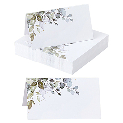 Светло-зеленый Коричневый Прямоугольные бумажные карточки для рассадки на стол, для свадьбы, ресторан, украшения на день рождения, лист, оливковый, 100x90x0.4 мм