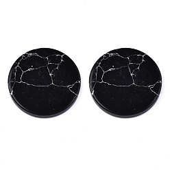 Черный Синтетических бирюзовый кабошон, окрашенные, плоско-круглые, чёрные, 12 мм