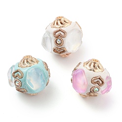 (52) Непрозрачная лаванда Индонезийские бусины ручной работы, со сплавом, смола и стекло, круглые с сердцем, разноцветные, 18x17 мм, отверстие : 1.8 мм
