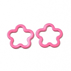 Ярко-Розовый Окрашены распылением 201 соединительные кольца из нержавеющей стали, цветок, ярко-розовый, 14.5x14x1 мм, внутренний диаметр: 10x12 мм