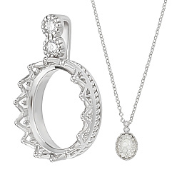 Платина 1шт. 925 подвеска со стразами из стерлингового серебра, оправа для кабошонов, овальные, с замшевой тканью из поликарбоната квадратной серебряной полировальной салфеткой, настройки открытой спины, платина, лоток : 1 мм, 8.5x6.5 мм, отверстие : 16x9x4.5 мм