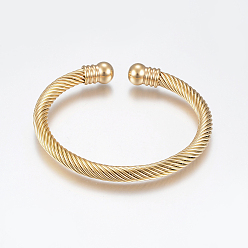 Золотой Ионное покрытие (IP) 304 динамометрические браслеты из нержавеющей стали, манжеты браслеты, круглые, золотые, 1/4 дюйм (0.6 см), внутренний диаметр: 2 дюйм (5 см)