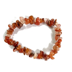 Красный Агат Природные сердолик браслеты простирания, чип, внутренний диаметр: 2-1/8~2-3/8 дюйм (5.5~6 см)
