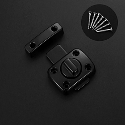 Черный Защелки из сплава с поворотным болтом, дверные замки с защелкой, с винтом, электрофорез черный, 50~52x15~37 мм