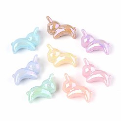 (52) Непрозрачная лаванда Непрозрачные акриловые бусины с УФ-покрытием, радужный, кролик, разноцветные, 17x22.5x11 мм, отверстие : 1.5~1.6 мм