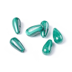 Malachite Natural Malachite Beads, Half Drilled, Teardrop, 15.5~16.5x8mm, Half Hole: 1mm
