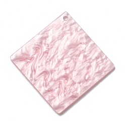 Pink Acrylic Big Pendants, Imitation Gemstone Style, for DIY Making Keychain, Rhombus, Pink, 68x68x2mm, Hole: 3mm