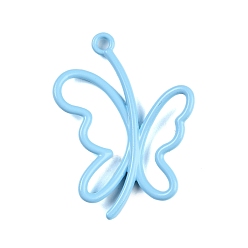 Светло-Голубой Подвески из сплава краски для выпечки, бабочка, Небесно-голубой, 26x19x2 мм, отверстие : 2 мм