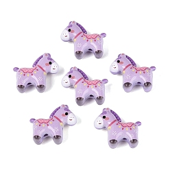Lilac Printed Opaque Acrylic Beads, Horse, Lilac, 26.5x29x11.5~12mm, Hole: 2.8mm