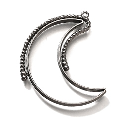 Черный Цвет Металла Подвесные подвески из сплава, для diy уф смолы, эпоксидная смола, без кадмия, без никеля и без свинца, луна, металлический черный , 45x39x3.5 мм, отверстие : 1.2 мм