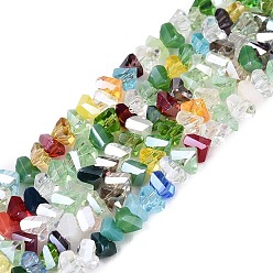 Mixed Color Electroplate Transparent Glass Beads Strands, Triangle, Faceted, AB Color Plated, Mixed Color, 2~3x3~3.5x3~3.5mm, Hole: 0.7~0.9mm, about 122~136pcs/strand, 10.43~11.61 inch(26.5~29.5cm)