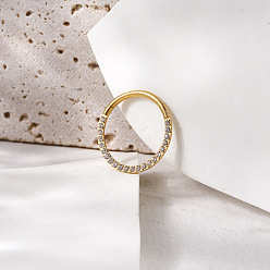 Золотой G23 серьги-гвоздики из нержавеющей стали с микропаве из прозрачного кубического циркония, серьги обруча, кольца для носа, золотые, 10 мм